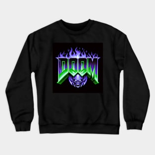 Doom logo Purple and Green flames Crewneck Sweatshirt